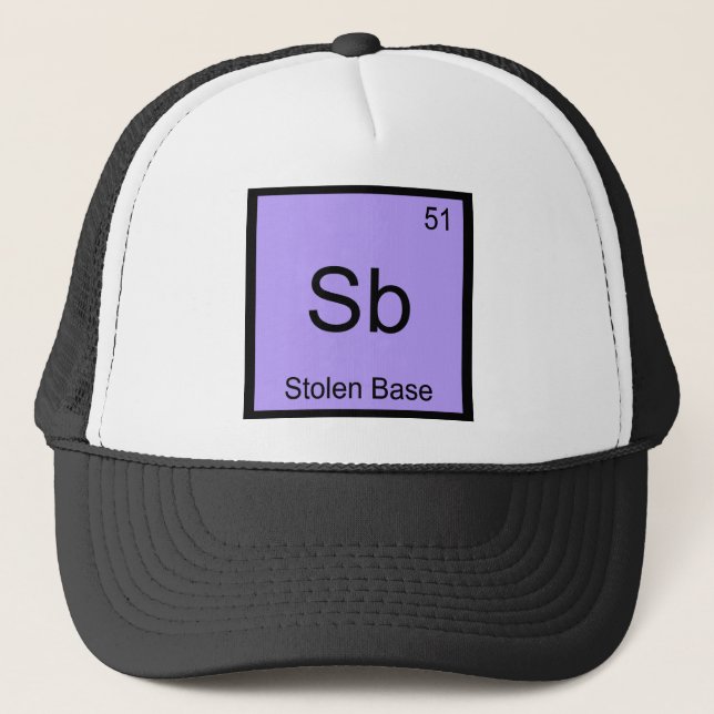 Sb - Stulen Bas Kemiskt Elemente Symbol Baseboll Keps (Framsida)