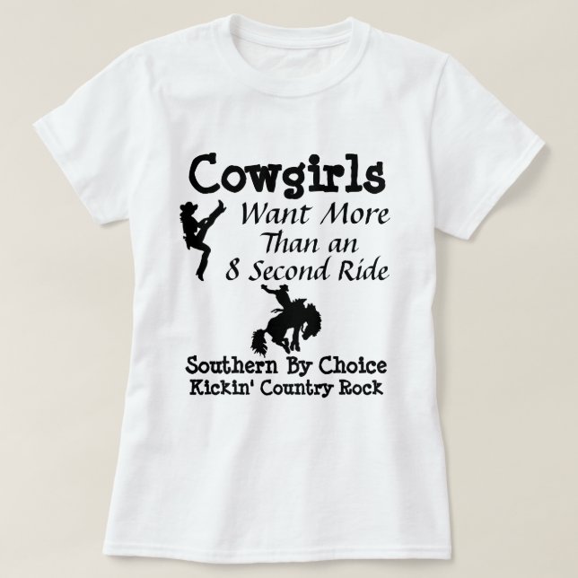 Sbc-cowgirlen mer än 8 understöder ritt tee shirt (Design framsida)