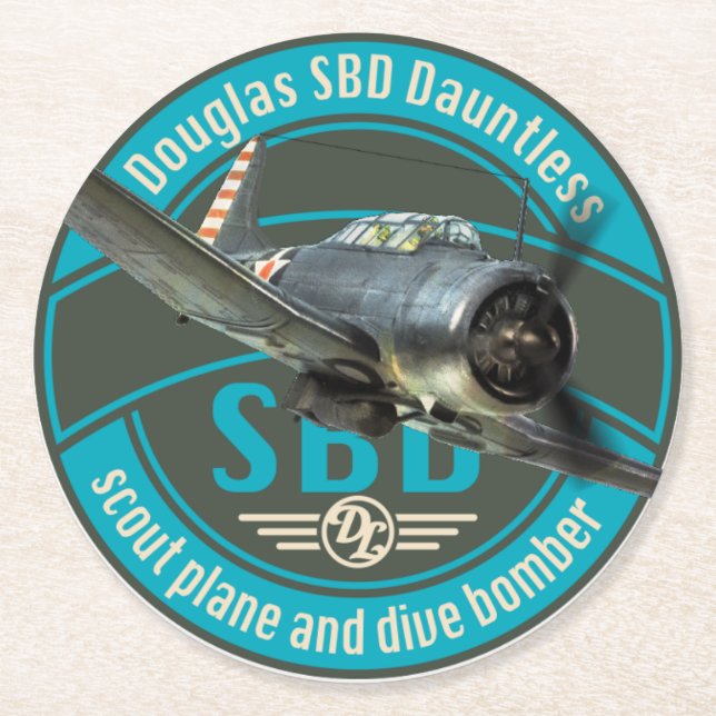 SBD Dauntless Underlägg Papper Rund (Framsidan)