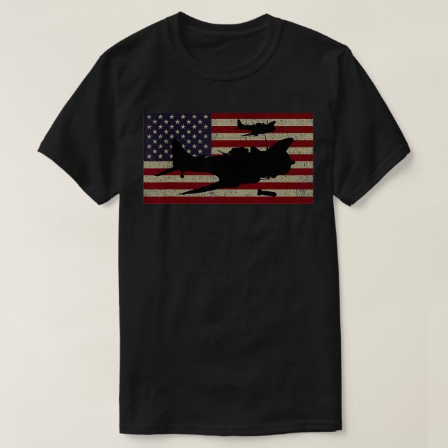 SBD Dauntless WW2 American Flagga Dive Bomber Flyg T Shirt (Design framsida)
