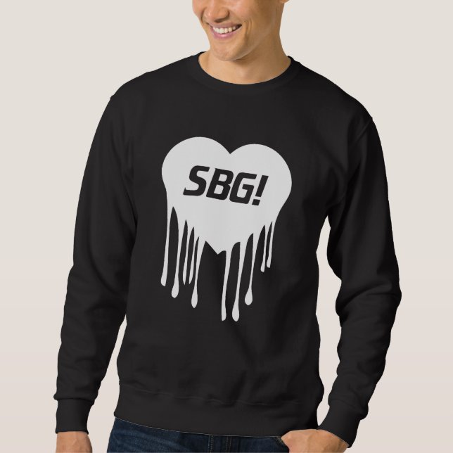SBG-hjärtasvart Crewneck Lång Ärmad Tröja (Framsida)