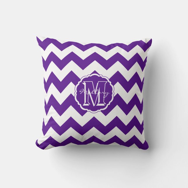 SC Chevron,Brev M Lila-White Pillow Kudde (Framsida)