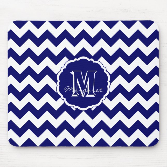 SC Chevron Mouse Pad-Blue and White Mörk Musmatta (Framsidan)