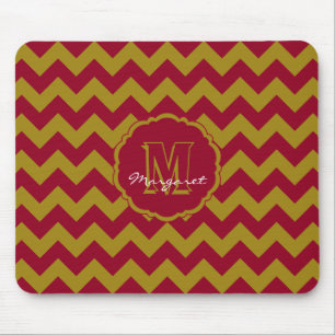 SC Chevron Mouse Pad-Burgundy och Guld Musmatta