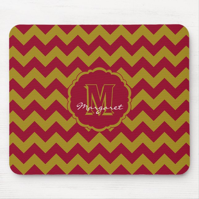 SC Chevron Mouse Pad-Burgundy och Guld Musmatta (Framsidan)