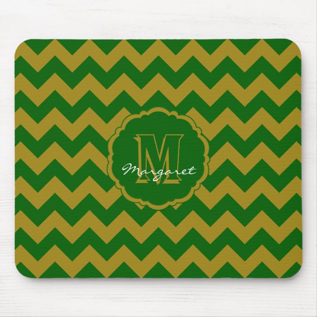 SC Chevron Mouse Pad-Grönt och Guld Musmatta (Framsidan)