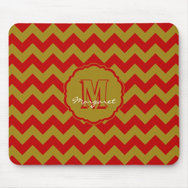 SC Chevron Mouse Pad-Red och Guld Musmatta (Framsidan)