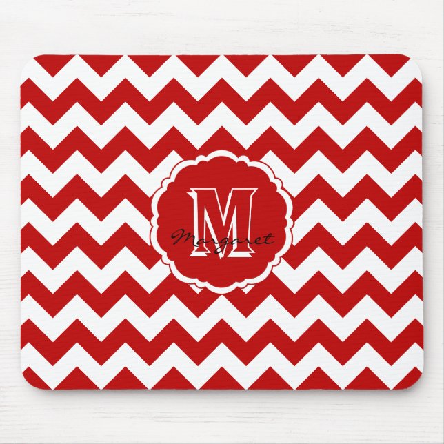SC Chevron Mouse Pad-Red och White Musmatta (Framsidan)