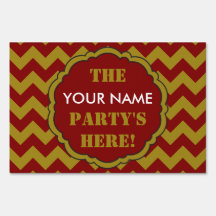 SC Chevron Party Sign, Maroon och Guld