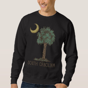 Sc Flagga och Måne Symbols South Carolina Lång Ärmad Tröja