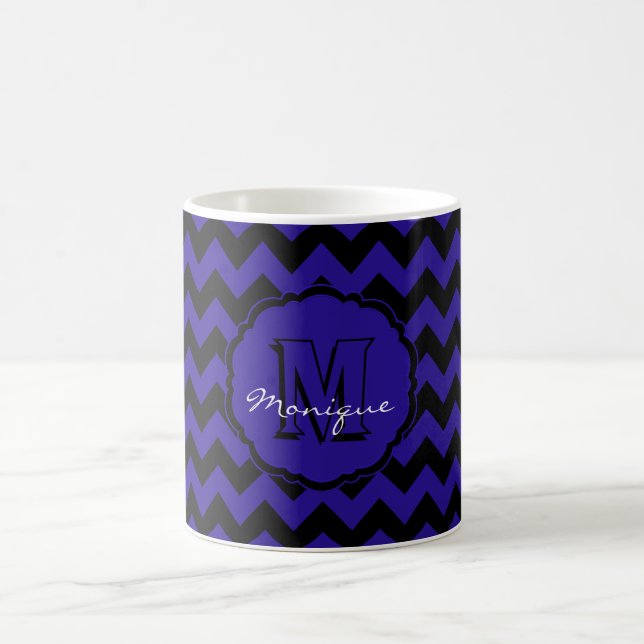 SC Monogram Chevron, Blue-Black Coffee Mugg (Center)