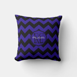 SC Monogram Chevron,Blue-Black Square Pillow Kudde