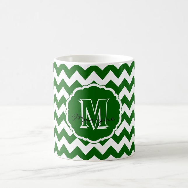 SC Monogram Chevron, Grönt-White-Coffee Mugg (Center)