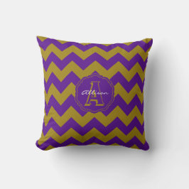 SC Monogram Chevron, Lila-Guld Square Pillow Kudde