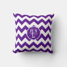 SC Monogram Chevron,Lila-vit Square Pillow Kudde
