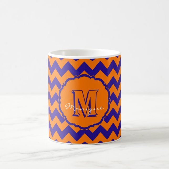 SC Monogram Chevron, Orange-Blue-Coffee Mugg (Center)