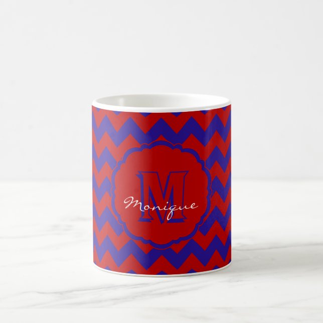 SC Monogram Chevron, Red-Blue-Coffee Mugg (Center)