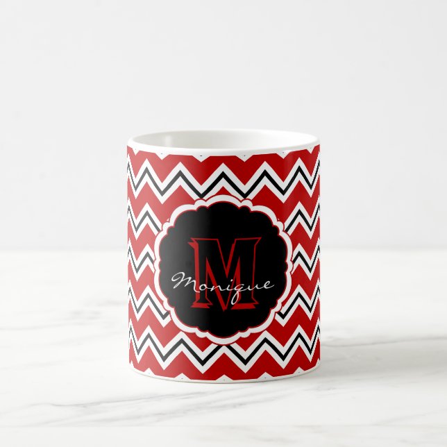 SC Monogram Chevron, Red-White-Black-Coffee Mugg (Center)