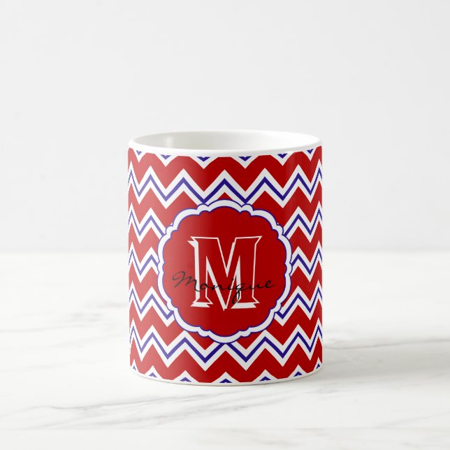 SC Monogram Chevron, Red-White-Blue-Coffee Mugg (Center)