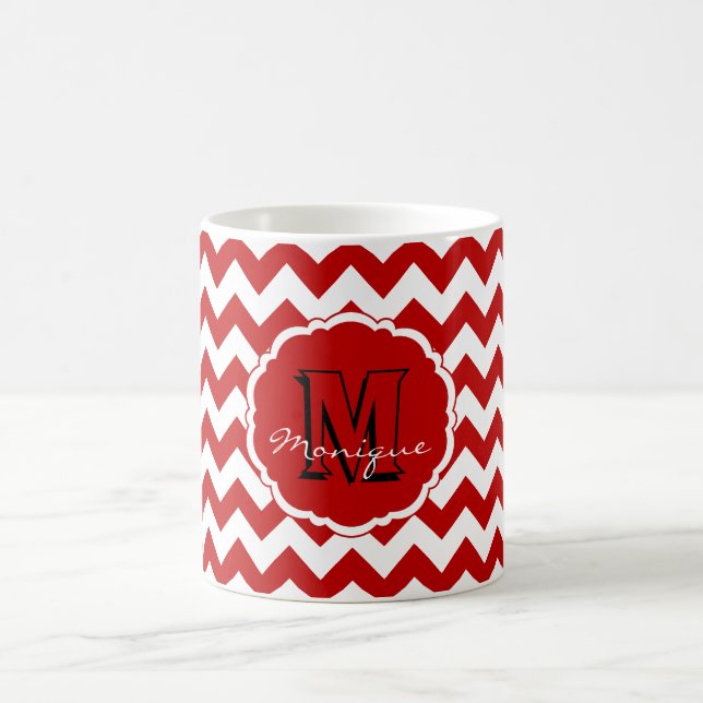 SC Monogram Chevron, Red-White-Coffee Mugg (Center)