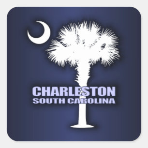 SC Palmetto & Crescent (Charleston) Fyrkantigt Klistermärke