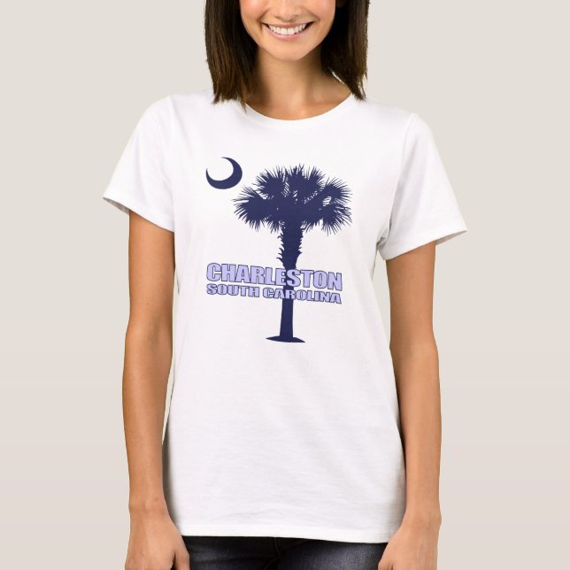 SC Palmetto & Crescent (Charleston) T Shirt (Framsida)