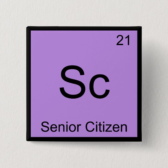 Sc - Senior Citizen Roligt Kemiskt Elemente Symbol Knapp (Framsida)