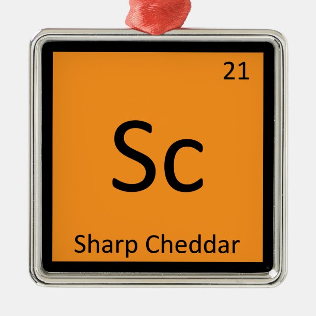 Sc - Skarp Cheddarost Kemi Periodiska Systemet Julgransprydnad Metall (Framsidan)