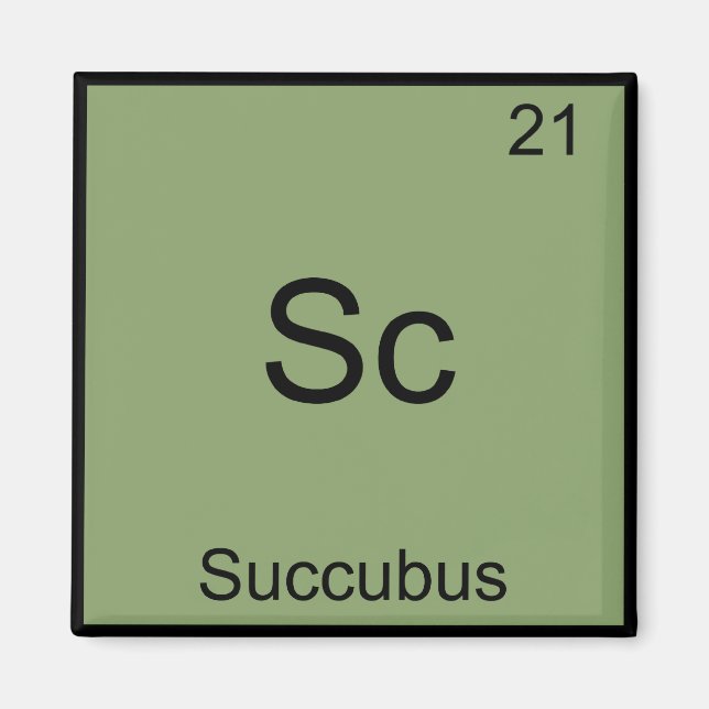 Sc - Succubus Rolig T-Shirt med Kemiskt Elementsym Magnet (Framsidan)