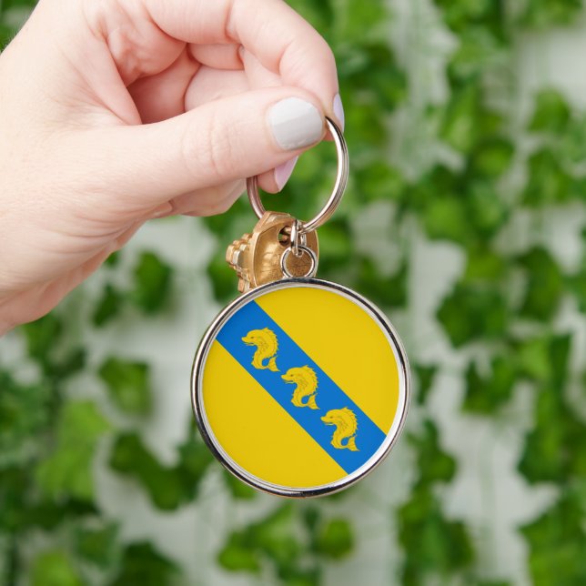 SCA Kraé Glas Keychain Rund Silverfärgad Nyckelring (Hand)