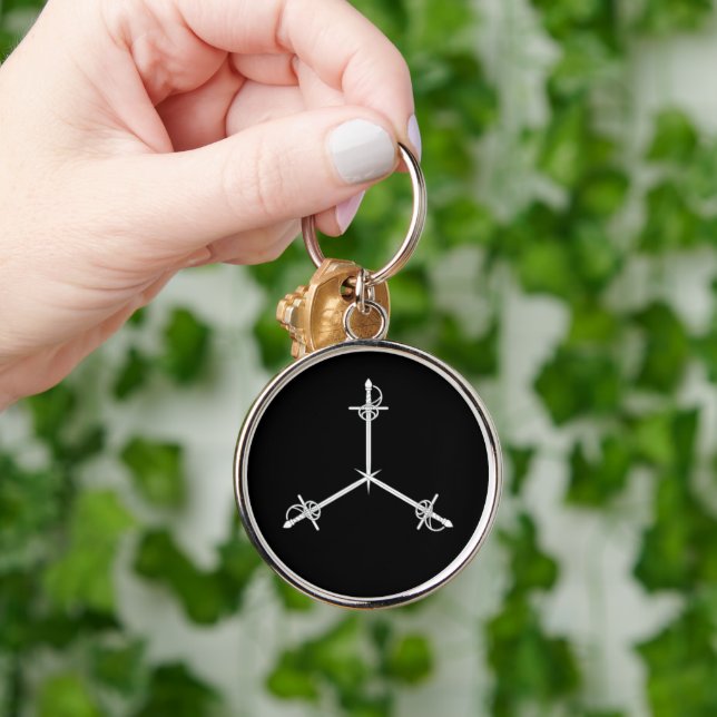 SCA-nyckelkedja för försvarsorder Rund Silverfärgad Nyckelring (Hand)