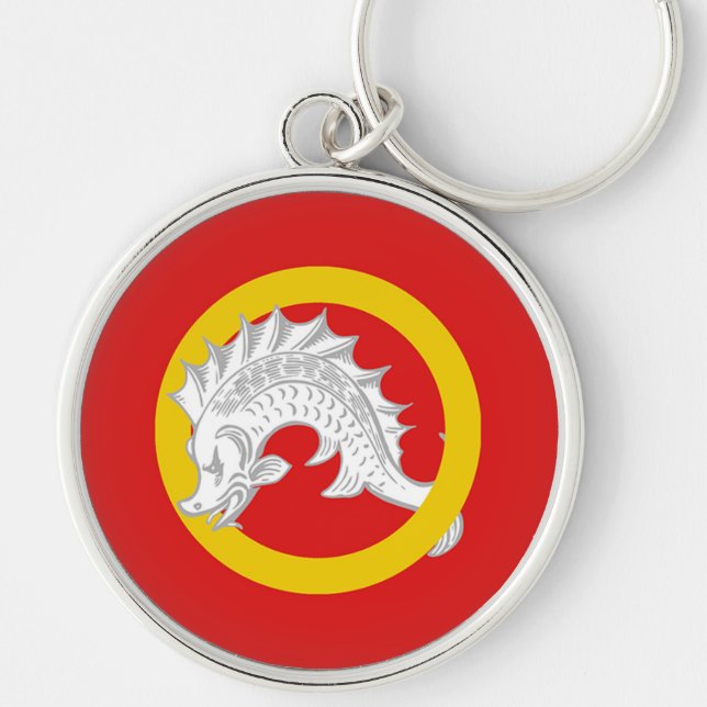 SCA-nyckelkedja för långt Väster Rund Silverfärgad Nyckelring (Framsidan)