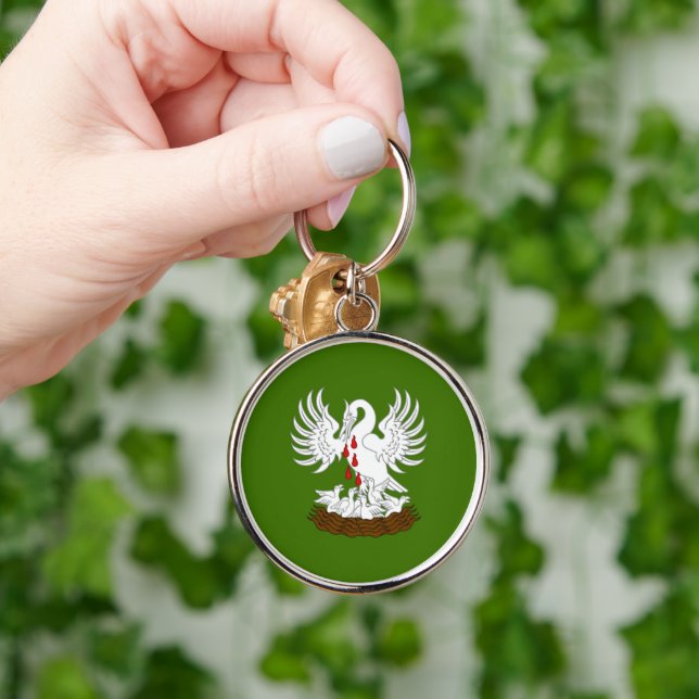 SCA-ordning för den pelikanska nyckelkedjan Rund Silverfärgad Nyckelring (Hand)