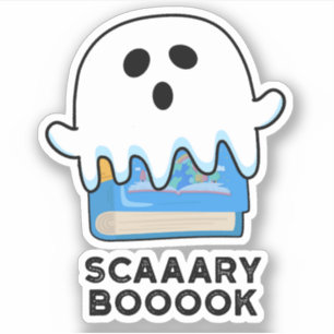 Scaaary Booook Funny Ghost Bok Pun Klistermärken