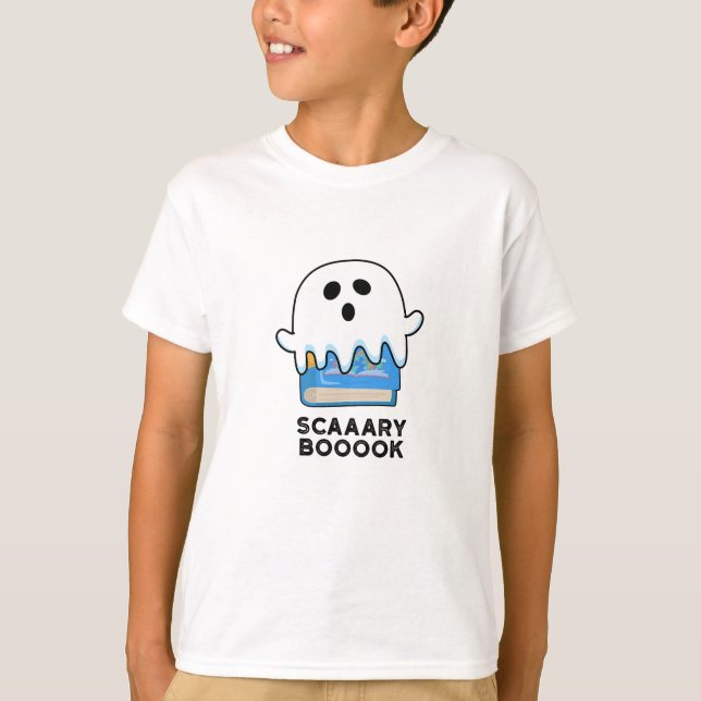 Scaaary Booook Funny Ghost Bok Pun T Shirt (Framsida)