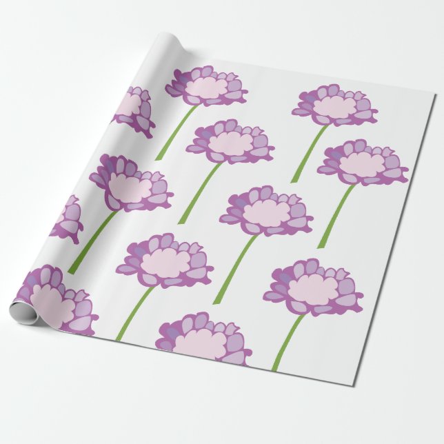 Scabiosa lila pincushion blomma blomster  presentpapper (Utrullad)