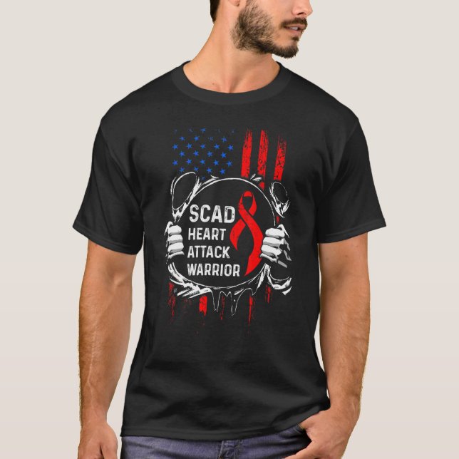 SCAD Heart Attack Survivor Färg Warrior Awarenes T Shirt (Framsida)