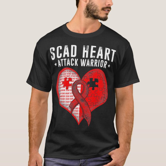 SCAD Heart Attack Survivor Fighting Warrior Awaren T Shirt (Framsida)