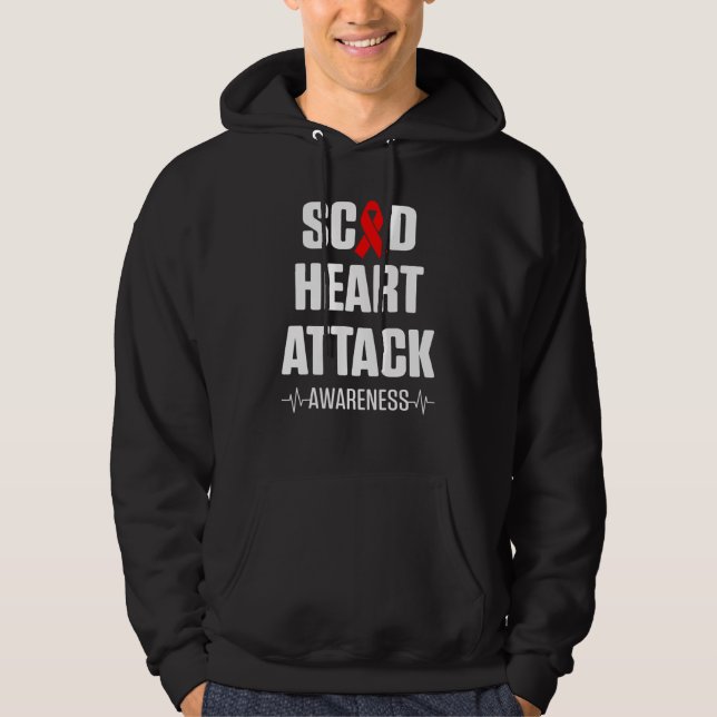 SCAD Heart Attack Survivor Heartbeat Warrior Aware Hoodie (Framsida)