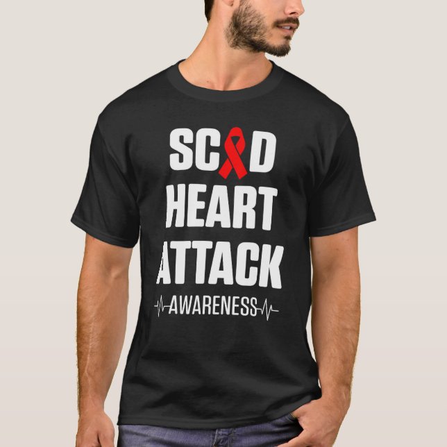 SCAD Heart Attack Survivor Heartbeat Warrior Aware T Shirt (Framsida)