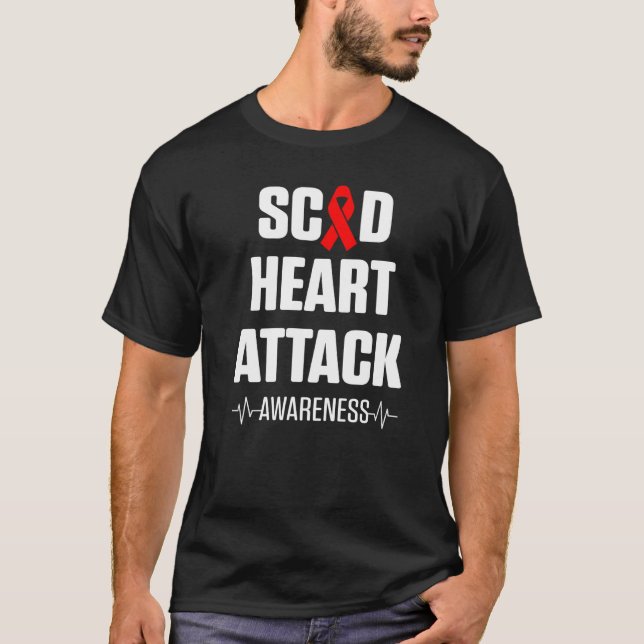 SCAD Heart Attack Survivor Heartbeat Warrior Aware T Shirt (Framsida)