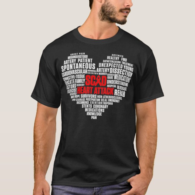 SCAD Heart Attack Survivor Pride Warrior Awareness T Shirt (Framsida)