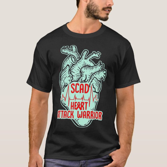 SCAD Heart Attack Survivor Pride Warrior Awareness T Shirt (Framsida)