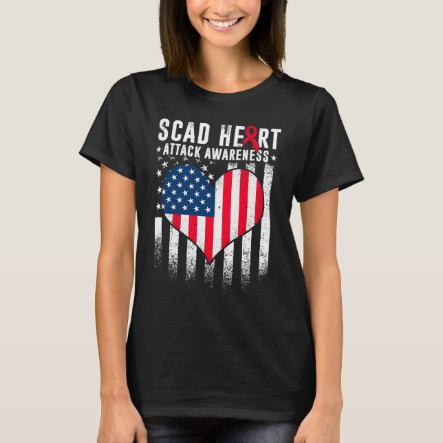 SCAD Heart Attack Survivor Recovery Warrior Awaren T Shirt (Framsida)