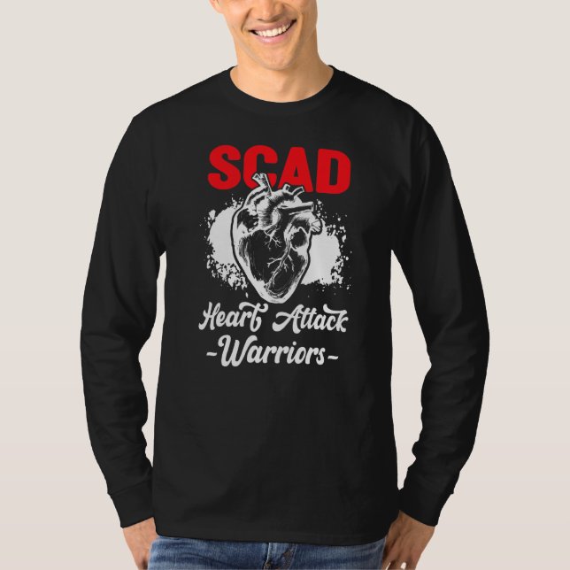 "Scad Heart Attack Survivor Ribbon Warrior Awarene T Shirt (Framsida)