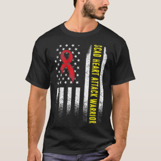 SCAD Heart Attack Survivor USA Flag Warrior Awaren T Shirt