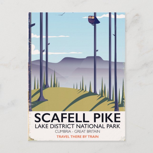 Scafell Pike, Cumbria, Vintage reseaffisch Vykort (Framsida)