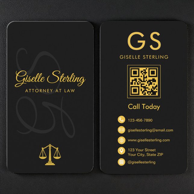 Scales of Justice Black Gold Attorney at Law Visitkort (Skapare uppladdad)