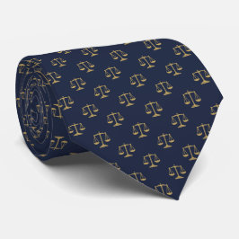 Scales of Justice Gold Pattern Navy Blue Neck Tie Slips