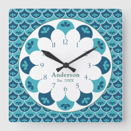 Scallop Blommigt Anpassningsbar Färg Family Namn Fyrkantig Klocka